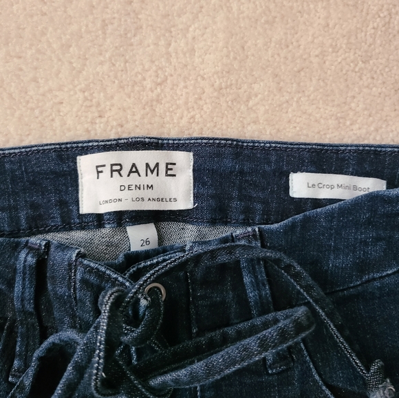 Frame Denim Le Crop Mini Boot Flare Cropped Jeans Lace Up Blue 26 - Picture 7 of 8